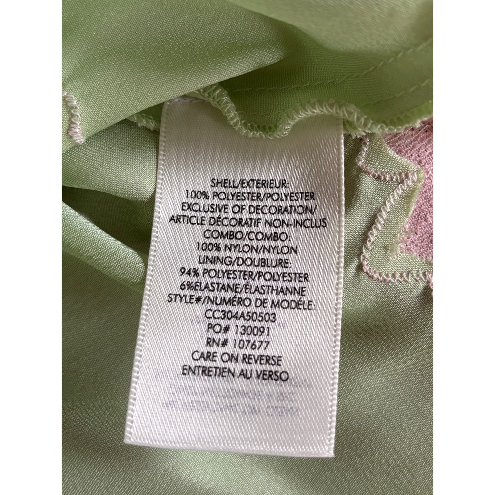NWT* Alice + Olivia Kerr Midi Slip Dress Satin Green Pink Lace Fairy Romantic 10 - Picture 13 of 15